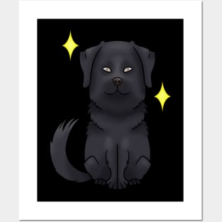 Black flat coated retriever Posters and Art